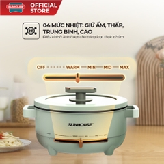 Nồi lẩu điện đa năng 4L Sunhouse SHD4540 có xửng hấp - Gia nhiệt trực tiếp - Chống dính PTFE - HAPOS HEL SHD4540
