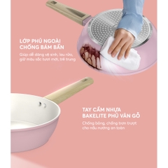 Chảo phủ sứ Nano đáy từ Sunhouse Healthy SHG20-24-26MP - Chống dính Nano Ceramic - Bắt từ nhanh - HAPOS HEL SHG26MP - Size 26cm