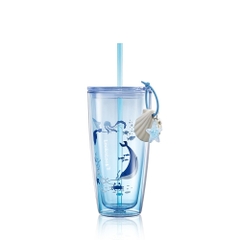 Ly nhựa 2 lớp 750ml LocknLock Ocean Double Wall HAP534BLU, Kèm phụ kiện, Chính hãng - HAPOS LOF Xanh HAP534BLU