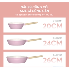 Chảo phủ sứ Nano đáy từ Sunhouse Healthy SHG20-24-26MP - Chống dính Nano Ceramic - Bắt từ nhanh - HAPOS HEL SHG26MP - Size 26cm