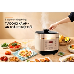 Nồi áp suất điện đa năng Sunhouse SHD1670, Công suất 1000W, 8 chế độ nấu , Lòng nồi 5 lớp chống dính - HAPOS HOF