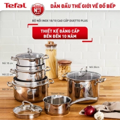 Bộ 5 nồi Inox Tefal Duetto Plus G719SA74 (quánh 16cm, nồi hầm 18/20/24 cm, nồi luộc gà 22cm)| BH 24 tháng - HAPOS HOF