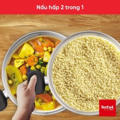 Nồi hấp Inox 18/10 Tefal Couscous Primary E3089504 24cm - Thép không gỉ - Đế 3 lớp - Bảo Hành 24 Tháng - HAPOS HOF