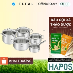 Bộ 5 nồi Inox cao cấp Tefal Duetto Plus G719SA55 (quánh 16cm, nồi hầm 18/20/24cm, luộc gà 22cm) G719SA74 - HAPOS HOF