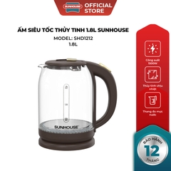 Ấm siêu tốc thủy tinh 1.8L Sunhouse SHD1212 - 1500W - Thang đo mực nước tiện lợi - Tự ngắt khi quá nhiệt - HAPOS HEL SHD1212