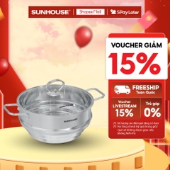Xửng đa năng inox Sunhouse Eco SHG105-24 - An toàn - Tỏa nhiệt đều - Phù hợp nhiều size nồi - HAPOS HEL SHG105-24
