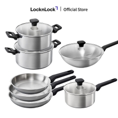 Nồi, chảo Inox 304 đáy từ LocknLock đa lớp Daily STS PPW, kèm nắp kính, tay cầm chịu nhiệt CSC2423IH - HAPOS LOF CSF2623IH-Chảo 26cm
