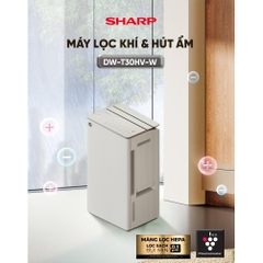 Máy lọc không khí Sharp hút ẩm tạo Plasmacluster ION DW-T30HV-W - Hàng chính hãng - HAPOS HEL DW-T30HV-W