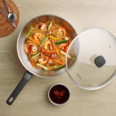 Nồi, chảo Inox 304 đáy từ LocknLock đa lớp Daily STS PPW, kèm nắp kính, tay cầm chịu nhiệt CSC2423IH - HAPOS LOF CSF2623IH-Chảo 26cm