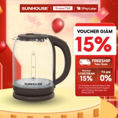 Ấm siêu tốc thủy tinh 1.8L Sunhouse SHD1212 - 1500W - Thang đo mực nước tiện lợi - Tự ngắt khi quá nhiệt - HAPOS HEL SHD1212
