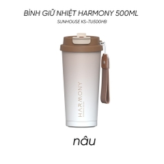 Cốc giữ nhiệt 500ml Sunhouse KS-TU500HB - Inox 316 - Giữ nhiệt nóng & lạnh tới 6 giờ - Vòi uống 2 chế độ - HAPOS HEL KS-TU500HB - Nâu