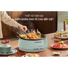 Nồi lẩu điện 4L Sunhouse SHD4543 - 1300W, 2 mức nhiệt - Inox 304 cao cấp - Tự ngắt khi quá tải - HAPOS HOF