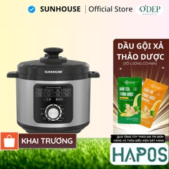 Nồi áp suất điện đa năng 5L Sunhouse SHD1551 900W, 5 cấp độ chống bỏng, Lòng nồi 5 lớp phủ chống dính PTFE - HAPOS HOF