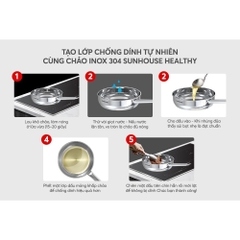Chảo Inox đa lớp liền khối Sunhouse 16cm - 28cm đáy từ dùng mọi loại bếp Healthy IN16M9 - IN28M9 - HAPOS HOF