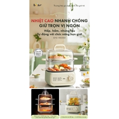Nồi hấp/ Nồi lẩu điện đa năng 10.3L Bear EFS-4H30D - 2 khay hấp - HAPOS HOF