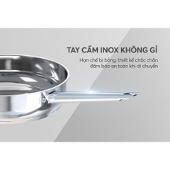 Chảo Inox đa lớp liền khối Sunhouse 16cm - 28cm đáy từ dùng mọi loại bếp Healthy IN16M9 - IN28M9 - HAPOS HOF