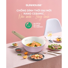 Chảo phủ sứ Nano đáy từ Sunhouse Healthy SHG20-24-26MP - Chống dính Nano Ceramic - Bắt từ nhanh - HAPOS HEL SHG26MP - Size 26cm