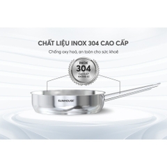 Chảo Inox đa lớp liền khối Sunhouse 16cm - 28cm đáy từ dùng mọi loại bếp Healthy IN16M9 - IN28M9 - HAPOS HOF