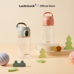 Bình nước nhựa LocknLock Little Luv Switch cap tritan straw cup HAP918 có ống hút dung tích 410ml - 2 Màu - HAPOS LOF