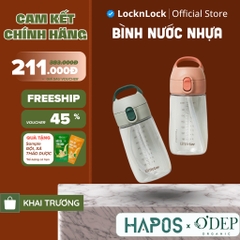 Bình nước nhựa LocknLock Little Luv Switch cap tritan straw cup HAP918 có ống hút dung tích 410ml - 2 Màu - HAPOS LOF