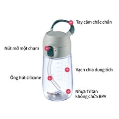 Bình nước nhựa LocknLock Little Luv Switch cap tritan straw cup HAP918 có ống hút dung tích 410ml - 2 Màu - HAPOS LOF