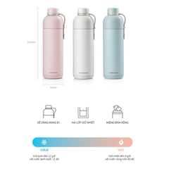 ONL - Bình giữ nhiệt 490ml LocknLock Belt Bottle LHC4267 - Hàng chính hãng có quai xách, miệng rộng có thể cho đá - HAPOS Màu hồng- LHC4267PIK
