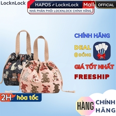 Túi đựng vải canvas cao cấp cho hộp cơm trưa văn phòng LocknLock dây rút dễ thương phong cách Nhật Bản HPCV07 - HAPOS Thỏ Xanh/ Hồng