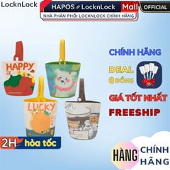 Túi vải canvas phong cách tranh sơn dầu nghệ thuật đựng bình giữ nhiệt LocknLock, hộp cơm văn phòng HPCV10 - HAPOS Mèo / Thỏ Cute