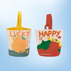 Túi vải canvas phong cách tranh sơn dầu nghệ thuật đựng bình giữ nhiệt LocknLock, hộp cơm văn phòng HPCV10 - HAPOS Mèo / Thỏ Cute