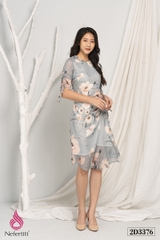 2D3376 - ĐẦM VOAN HỌA TIẾT