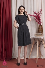 3D3474 - ĐẦM ĐEN CỔ THUYỀN