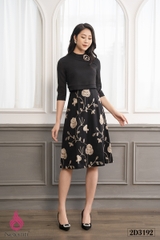 2D3192 - ĐẦM THÊU HOA DÁNG XÒE