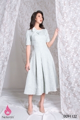 1D201122 - ĐẦM DÀI CỔ ĐÍNH NƠ ĐIỆU ĐÀ