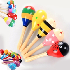 LỤC LẠC XÚC XẮC BẦU GỖ ĐẦU TRÒN 19,5cm CÓ HẠT (Nhạc cụ Maracas)