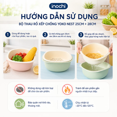 Bộ thau rổ xếp chồng Yoko Nest 25cm + 28cm
