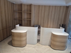 Quầy lễ tân uốn cong sử dụng đá solid surface Korean