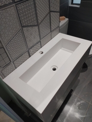 chậu liền khối đá solid surface kim sa trắng