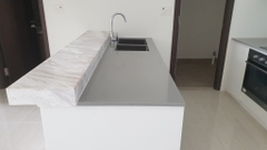 Đá solid surface Lotte Staron màu xám ốp chậu rửa