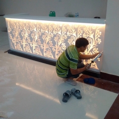 Đá solid surface xuyên sáng ốp quầy