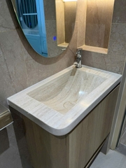 hậu Lavabo nguyên khối đá solid surface Himacs M706 Aurora Angora
