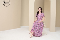 Sét bộ hoa sơ mi crotop phối chân váy màu tím