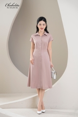 Đầm cổ đức màu hồng