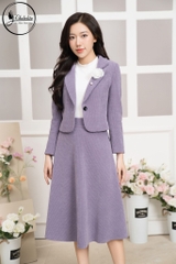 Sét bộ vest nhung màu tím