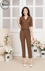 Sét bộ áo ký giả tay lỡ màu nâu