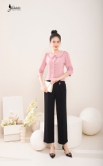 Sơ mi bèo dài tay màu hồng