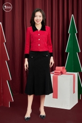 Áo vest phối tay nhung màu đỏ