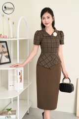 Áo kẻ lệch màu rêu