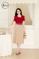 Áo thun cổ tròn cách điệu màu đỏ