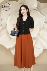 Chân váy xòe dáng A màu nâu