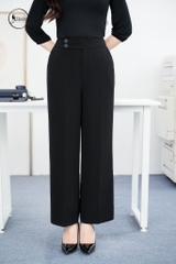 Quần suông cạp chéo 2 cúc màu đen